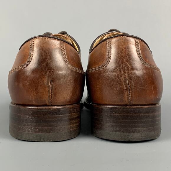 CALZOLERIA HARRIS Size 7.5 Brown Antique Leather Oxford Lace-Up Shoes - Picture 3 of 8